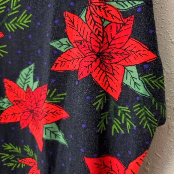 Lularoe One Size Leggings Christmas Poinsettia - Picture 2 of 3